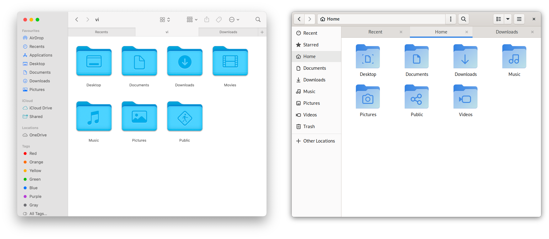 Figure 2: macOS Finder and Gnome File Manager