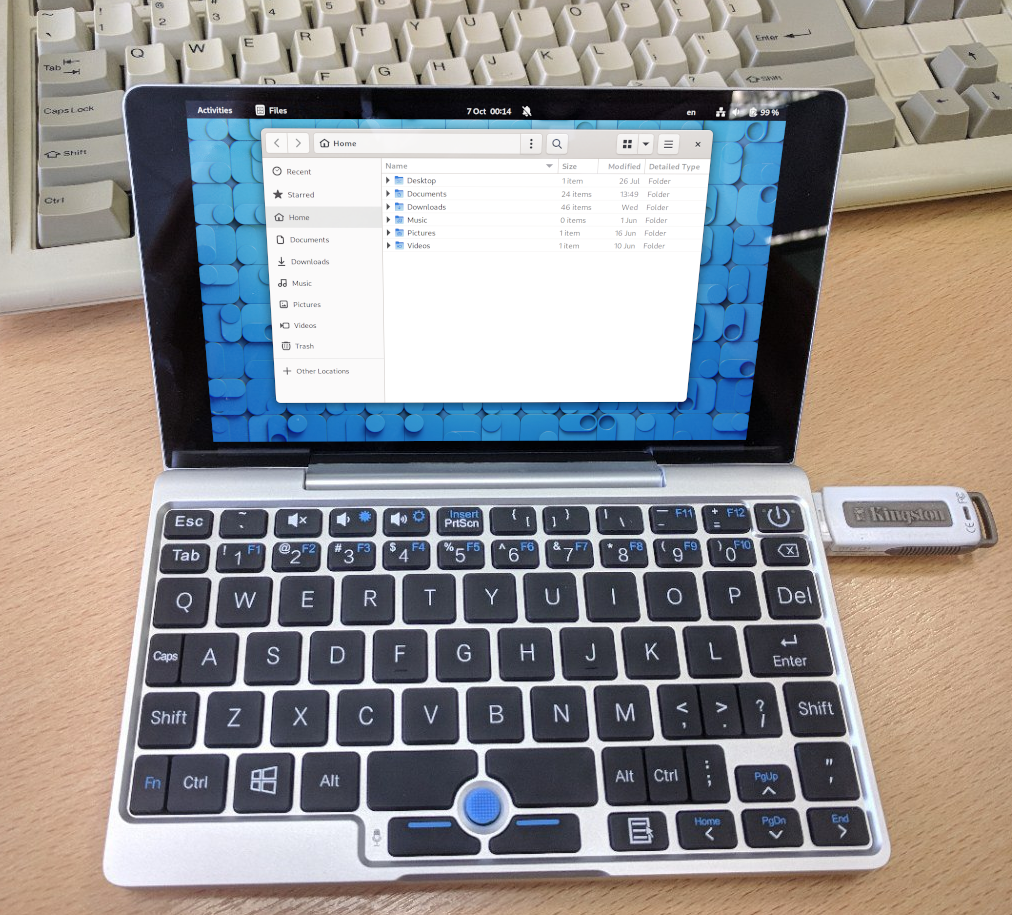Figure 7: A mockup of how Gnome looked on GPD Pocket with scaling set to 200%