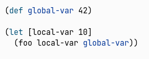 Figure 4: Dynamic highlighting shows a global var