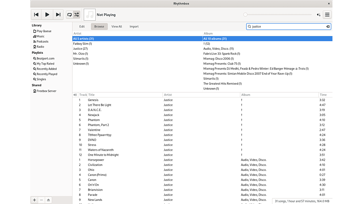 Figure 7: Rhythmbox screenshot from Flathub
