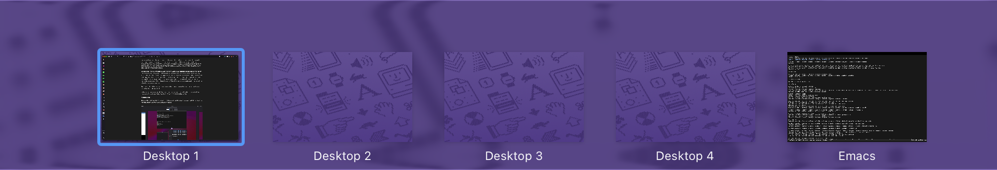 Figure 4: Emacs was opend on Desktop 1, but after maximizing it is now essentially at Desktop 5