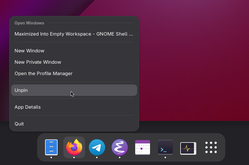 Figure 6: Actually, the dock is only visible in Overview